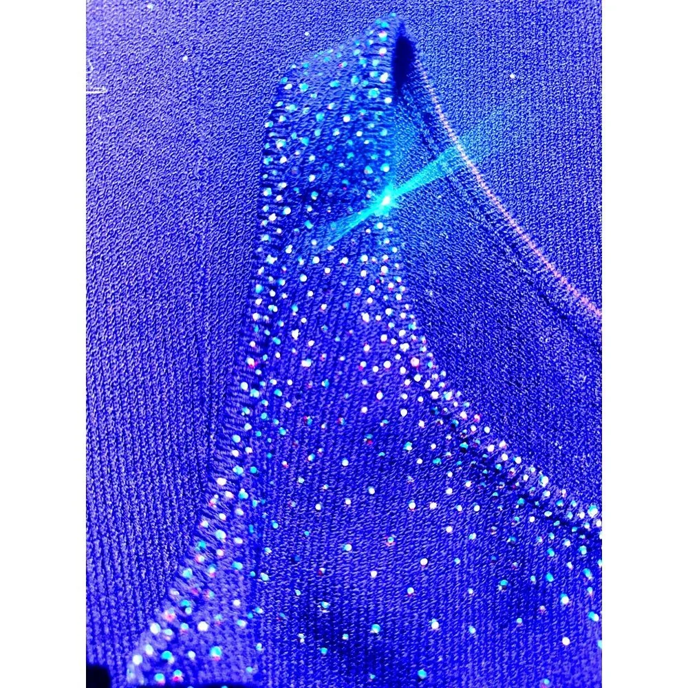 Vintage Dress by St John 2 Royal Purple Santana Knit Maxi Rhinestone Sparkle Gow - Picture 15 of 16